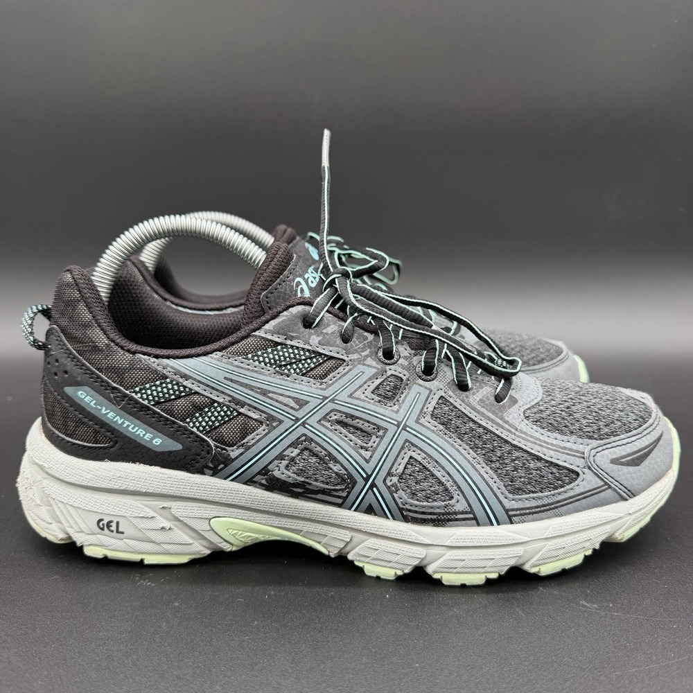 Asics Gel Venture 6 Women's Black Mint Flash Trail Running Shoes Size 9.5